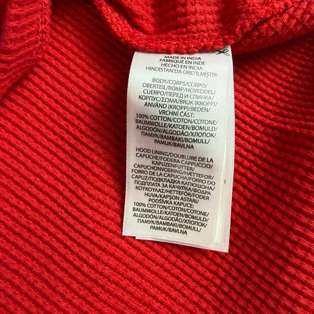 Polo Ralph Lauren Waffle Pullover Hoodie Mens Large Red Thermal Cotton New NWT